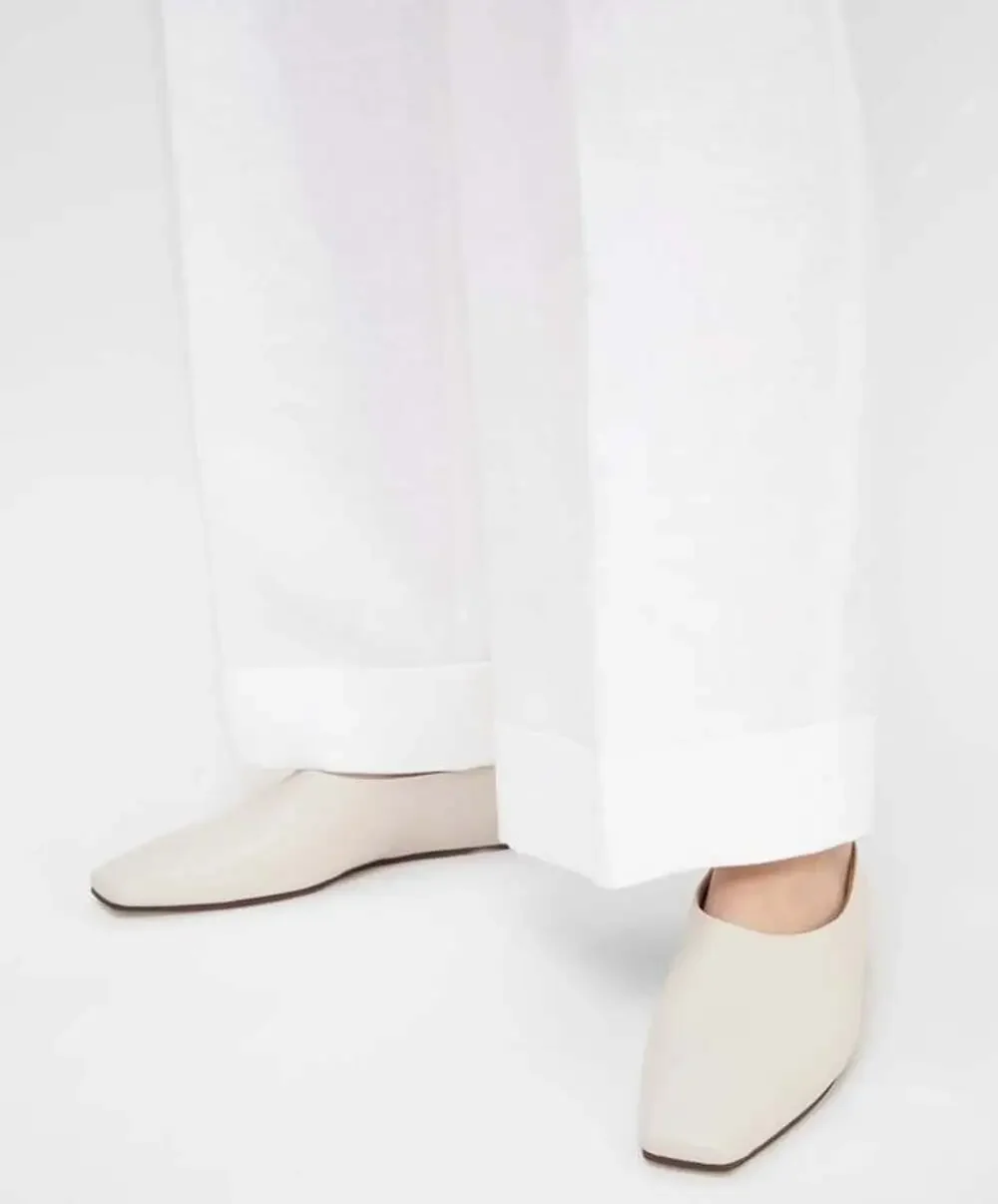 The Row Square Toe Pump US 9 EU 39 Off White Leather Flat Ballet Slipper $990